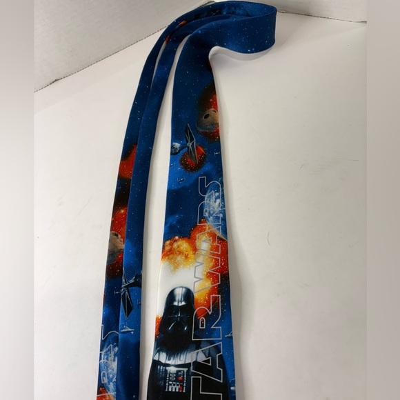 Star Wars Men's Sci Fi Neck Tie Licensed Darth Vader Light Saber Blue Necktie - Picture 9 of 9